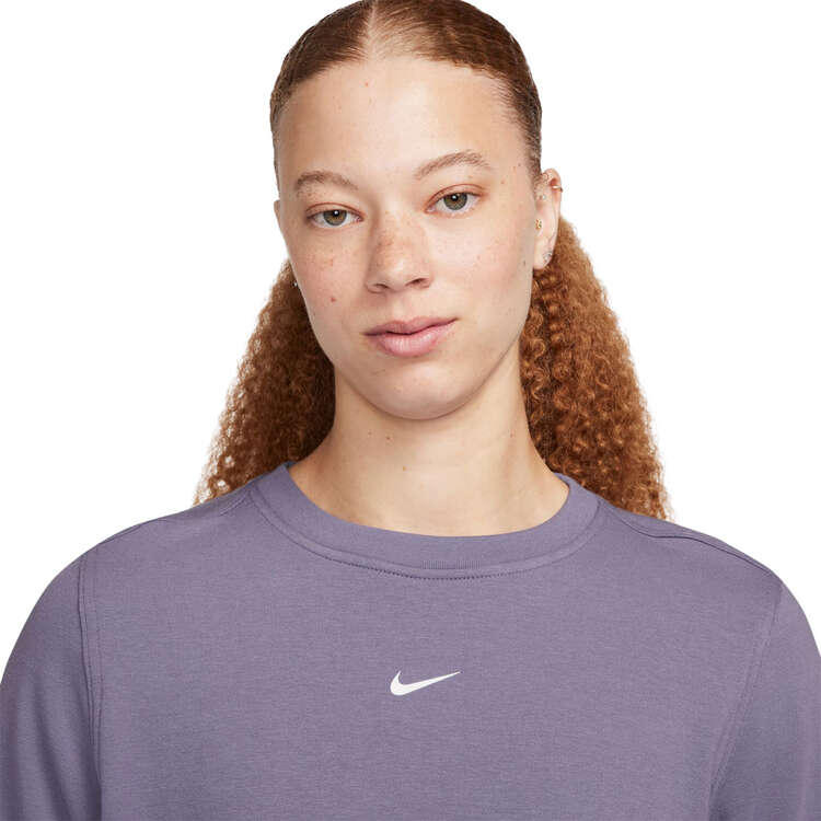 Nike One Womens Dri-FIT French Terry Crew Sweatshirt - Purple