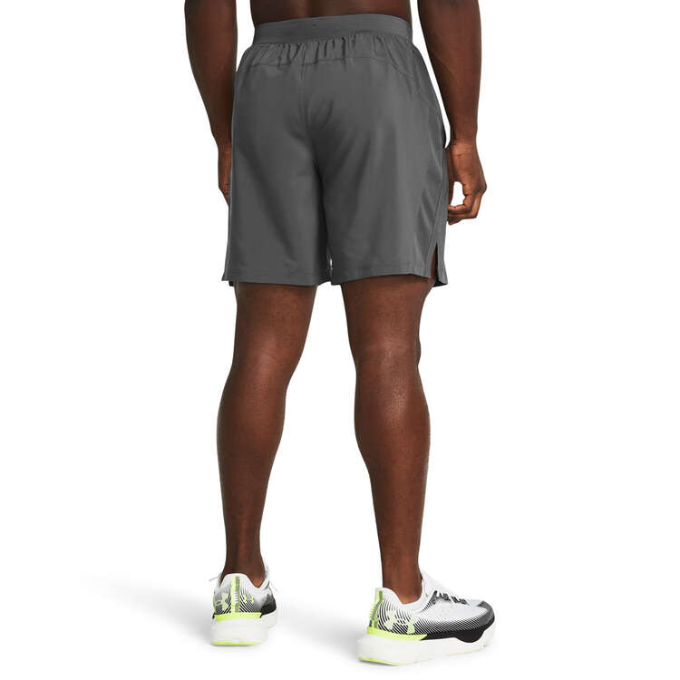 Under Mens UA Launch 7 inch Unlined Running Shorts - Black/Grey