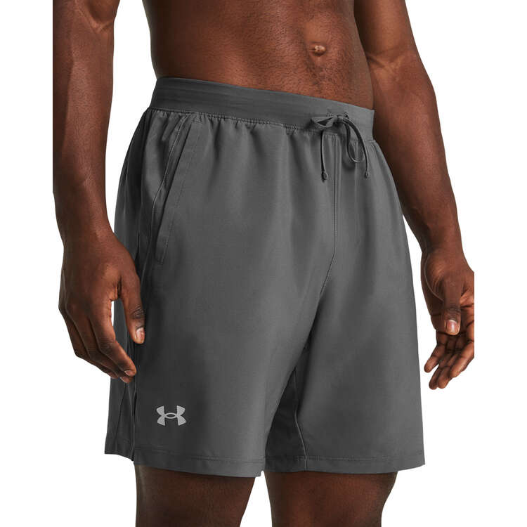 Under Mens UA Launch 7 inch Unlined Running Shorts - Black/Grey