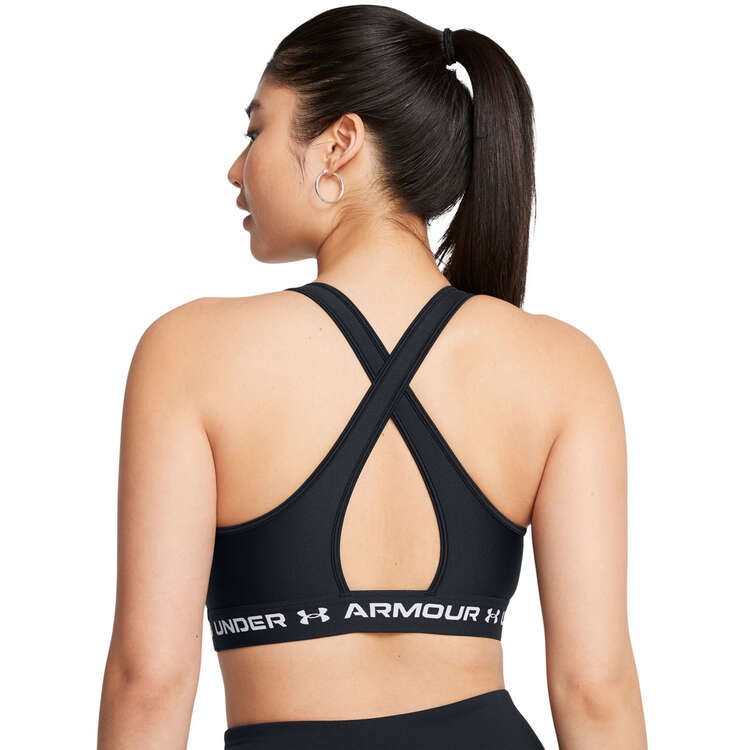 Under Armour Womens Crossback Medium Support Sports Bra - Black/White