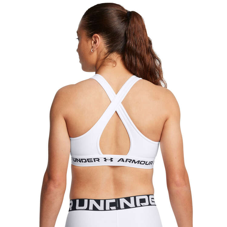 Under Armour Womens Crossback Medium Support Sports Bra - White/Black