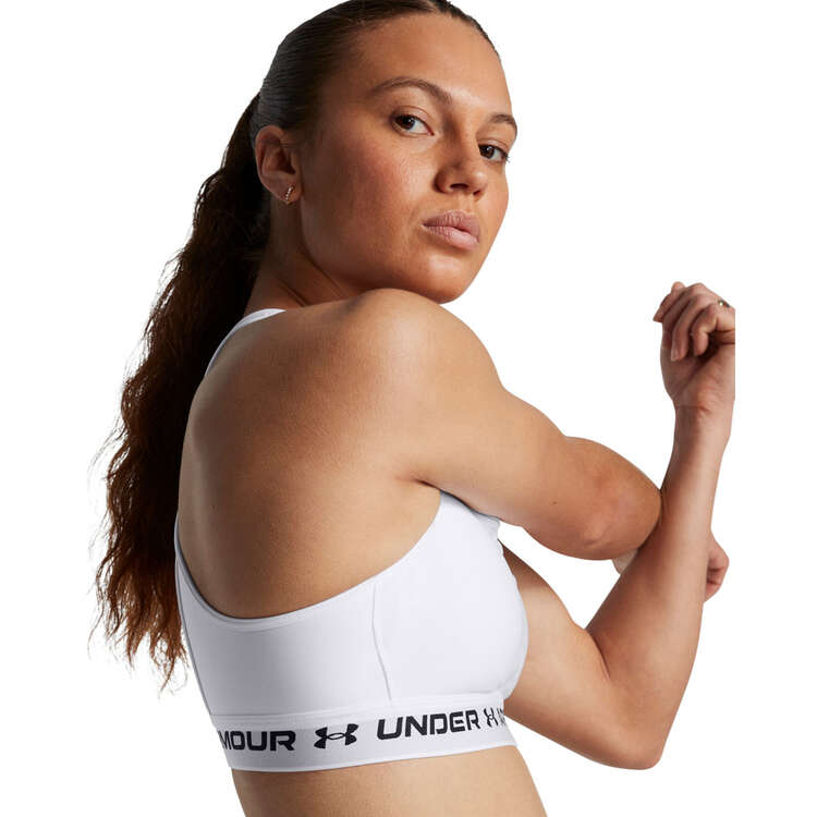 Under Armour Womens Crossback Medium Support Sports Bra - White/Black