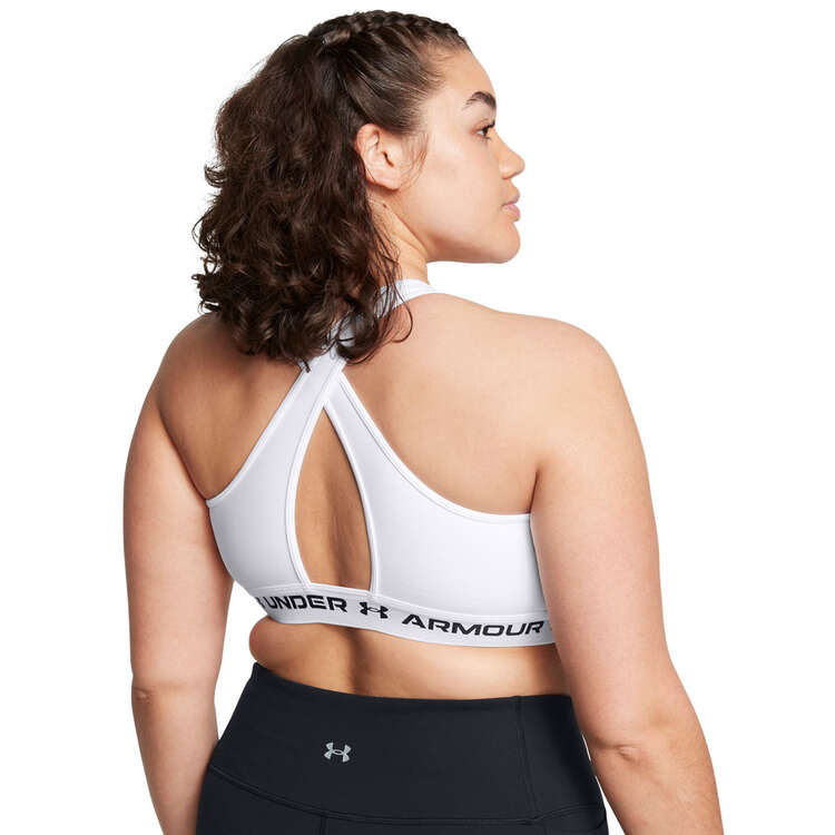 Under Armour Womens Crossback Medium Support Sports Bra - White/Black