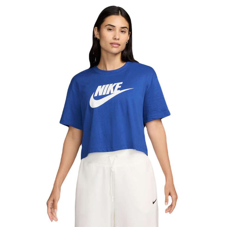 Nike Womens Sportswear Club Essentials Cropped Tee - Blue