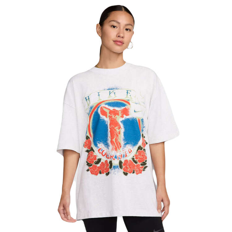 Nike Womens Sportswear Essentials Gel Band Oversized Tee - Grey