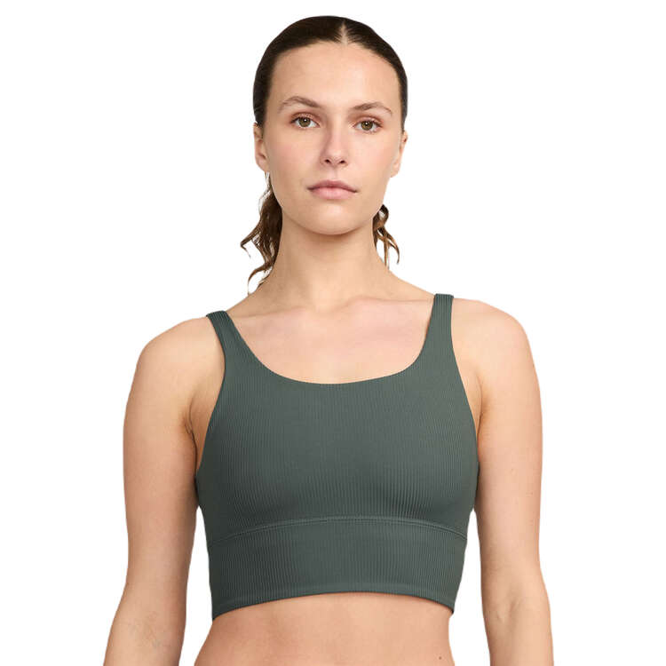 Nike Womens Zenvy Rib Light Support Padded Longline Sports Bra - Green