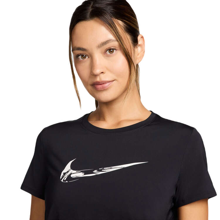 Nike Womens One Dri-FIT Swoosh Graphic Running Top - Black/White