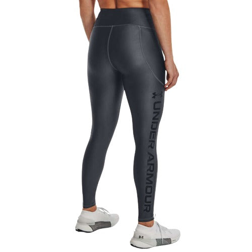 Under Armour Womens HeatGear Branded Full Length High Rise Tights - Grey