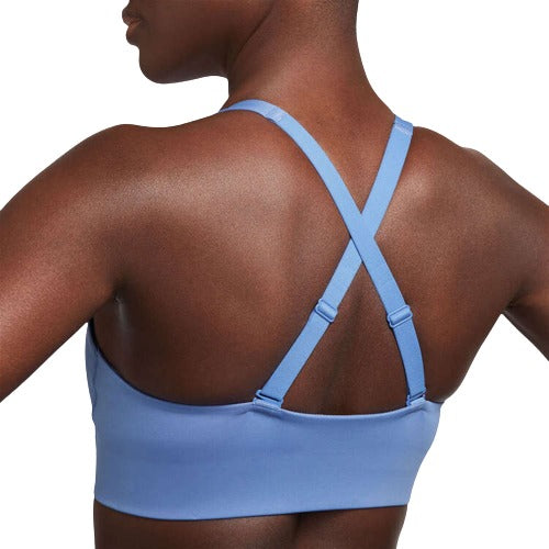 Nike Womens Indy Dri-FIT Medium Support Padded Plunge Cutout Sports Bra - Blue