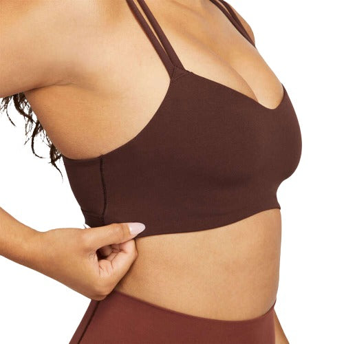 Nike Womens Alate Trace Light-Support Dri-FIT Padded Strappy Sports Bra - Brown