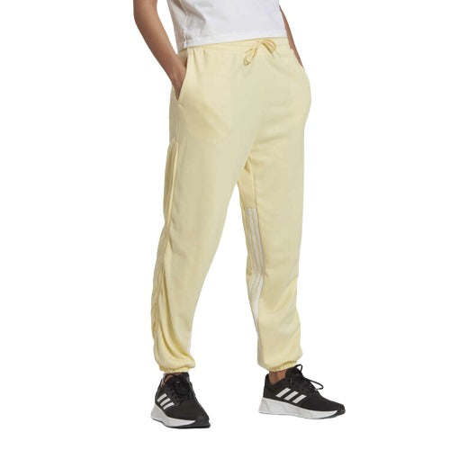 adidas Womens Hyperglam 3-Stripes Cuffed French Terry Sweatpants - Yellow