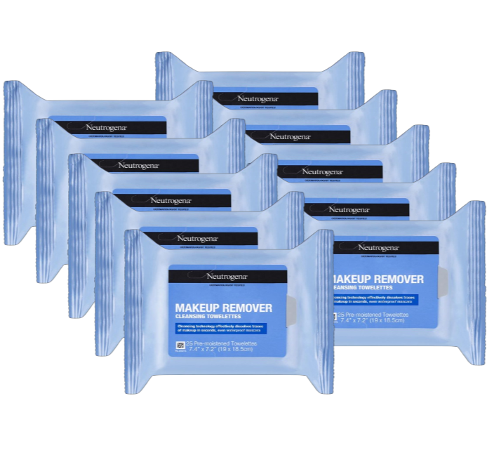 10 x Neutrogena Makeup Remover Cleansing Towelettes Wipes 25 Pack