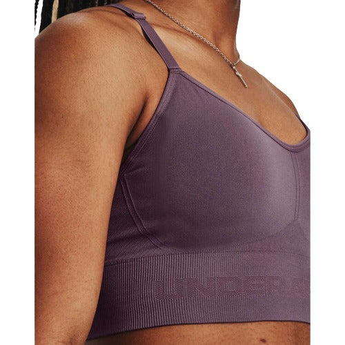 Under Armour Womens Pullover Training Seamless Low Long Sports Bra - Purple