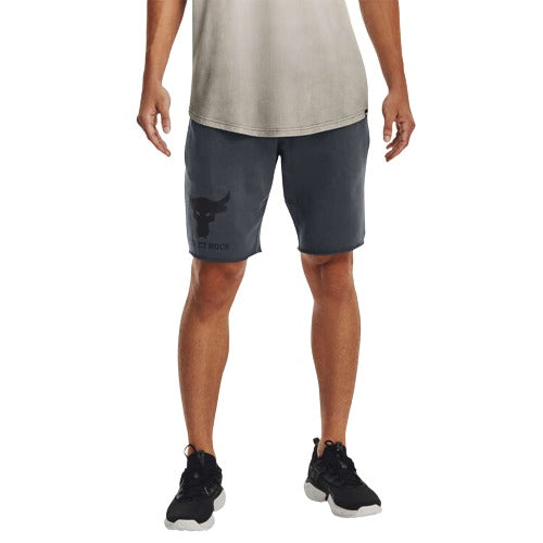 Under Armour Project Rock Mens Terry Cotton Shorts - Grey