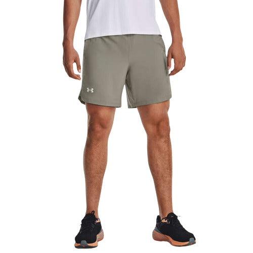 Under Armour Mens UA Launch 7-inch Polyester Running Shorts - Light Green