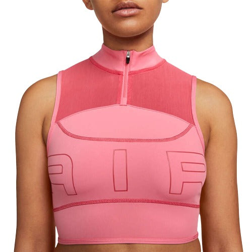 Nike Air Womens 1/4 Zip Running Crop Top - Pink