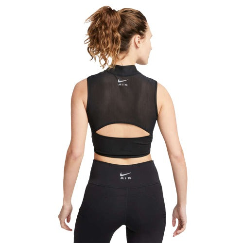 Nike Air Womens 1/4 Zip Running Crop Top - Black