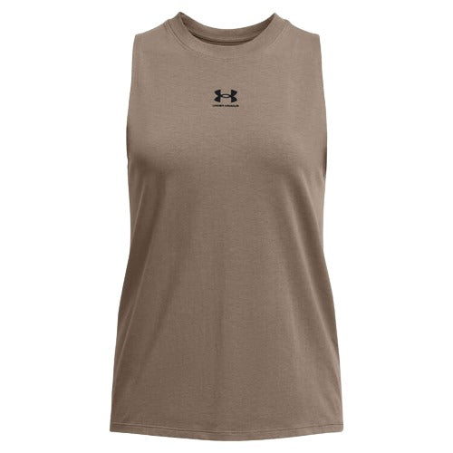 Under Armour Womens Cotton Blend Off Campus Muscle Tank - Taupe