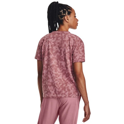 Under Armour Womens Soft UA Sportstyle Logo AOP Heavyweight Tee - Pink