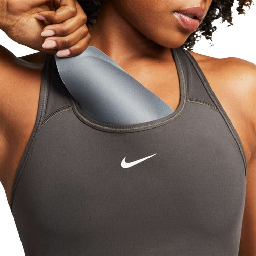 Nike Womens Swoosh Dri-FIT Medium Support Sports Bra - Brown