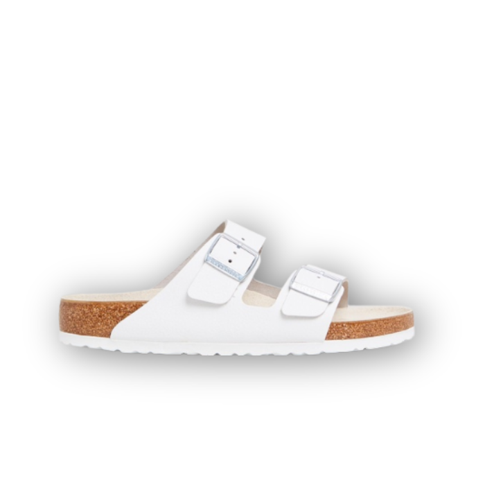 Birkenstock Unisex Regular Fit Arizona Smooth Leather Sandals - White