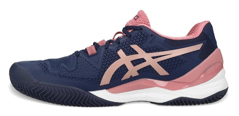 ASICS Women's GEL-Resolution 8 Clay Tennis Shoes - Peacoat/Rose Gold