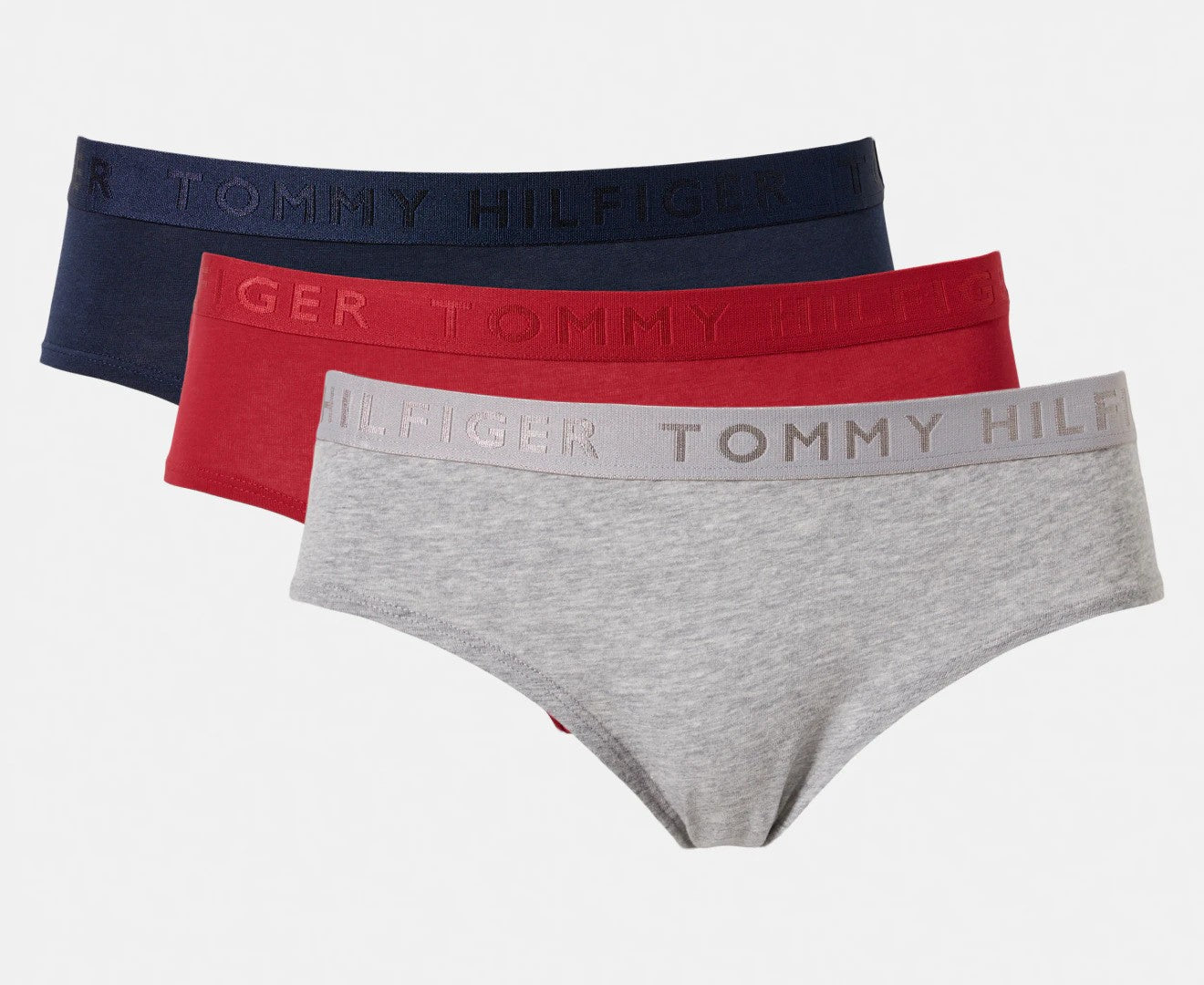 Tommy Hilfiger Women's Cotton Hipster Briefs 3-Pack - Red/Grey/Navy