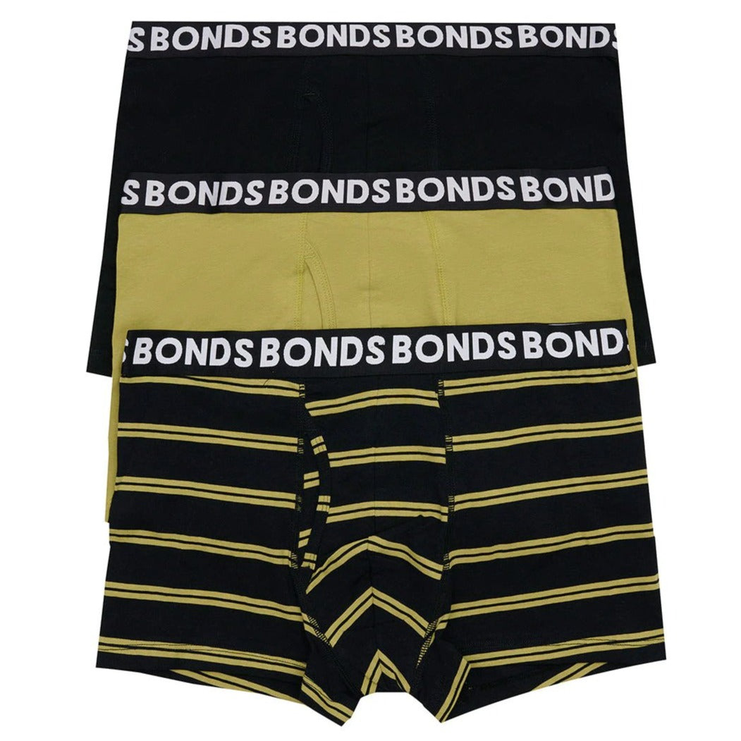 Bonds Men's Everyday Trunks 3-Pack - Black Stripe/Olive/Black