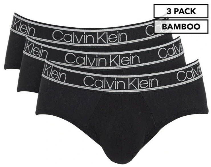 Calvin Klein Men's Bamboo Comfort Hip Briefs 3-Pack - Black