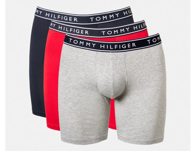 Tommy Hilfiger Men's Cotton Stretch Boxer Briefs 3-Pack - Red/Grey/Midnight Blue