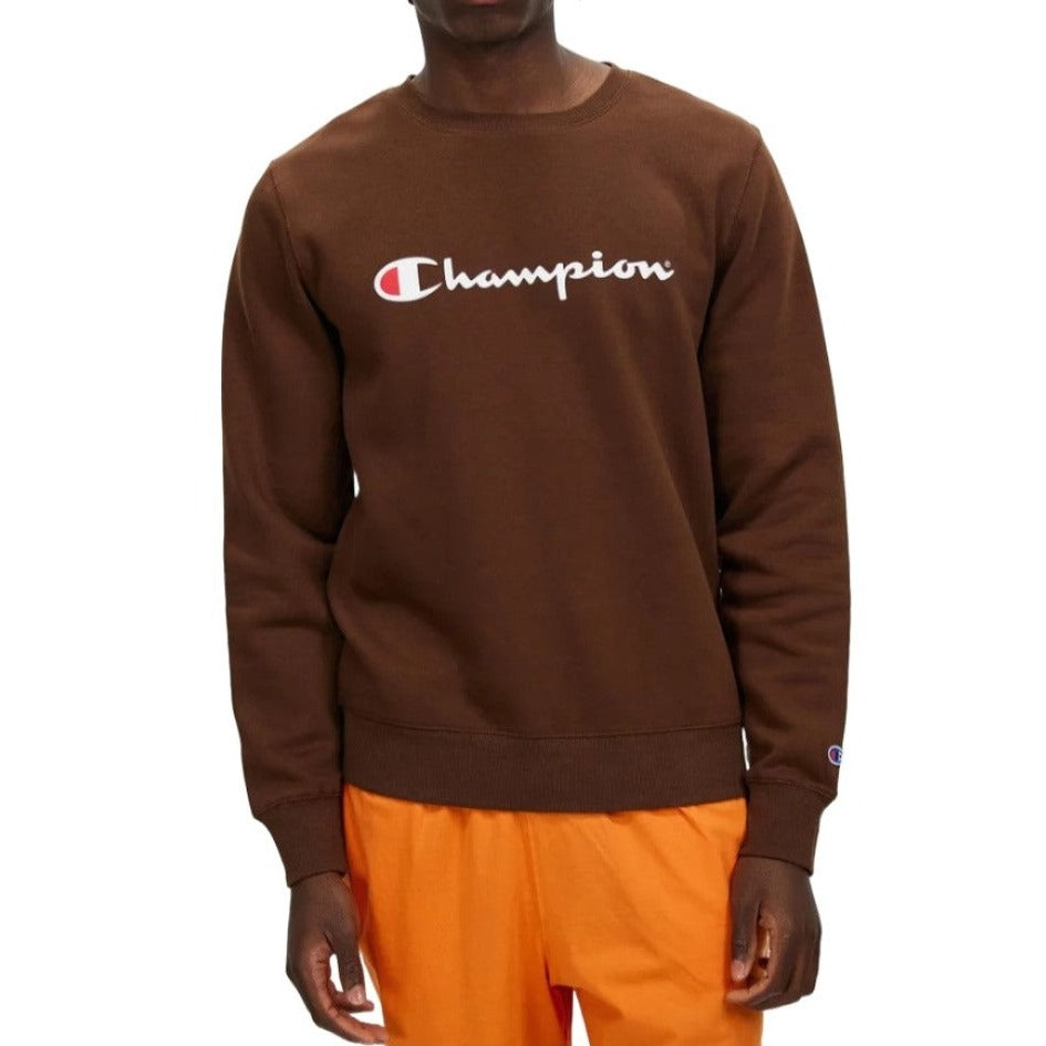 Champion Mens Champion Script Crew Sweatshirt - Brown Bear