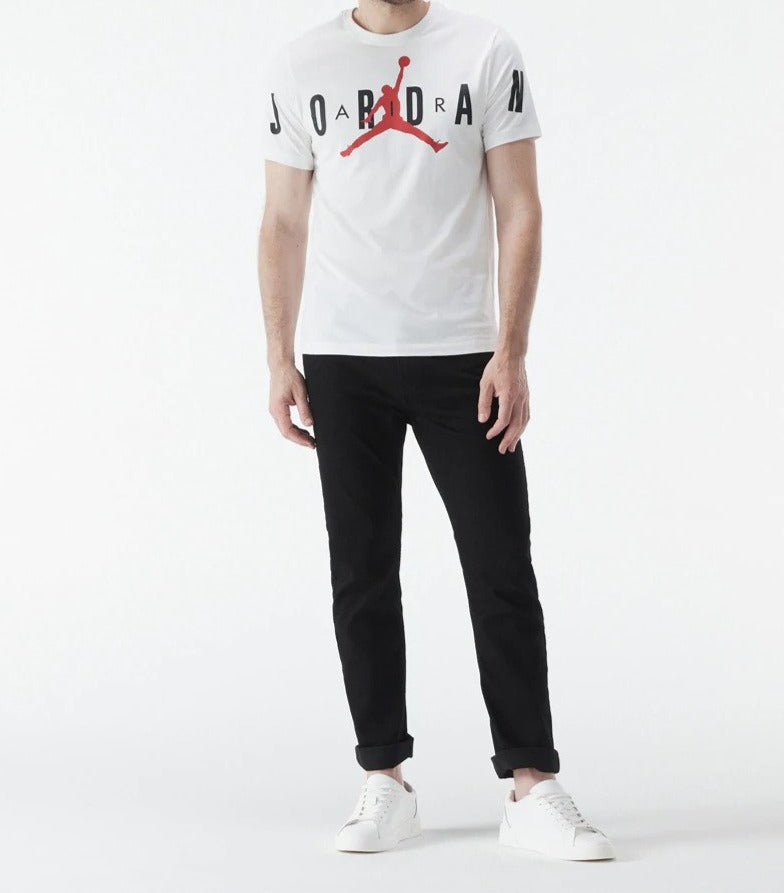 Nike Men's Jordan Air Stretch Tee / T-Shirt / Tshirt - White/Black/Gym Red