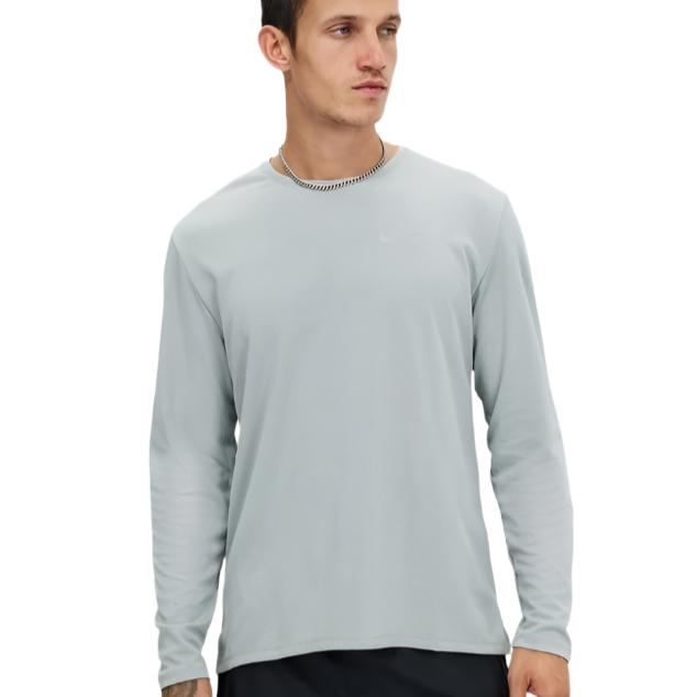 Nike Mens Dri-FIT UV Miler Long Sleeve Running Top Tee - Grey Fog