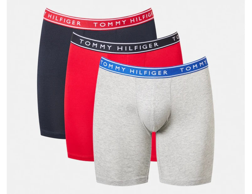 Tommy Hilfiger Men's Cotton Stretch Boxer Briefs 3-Pack - French Grey/Navy/Red