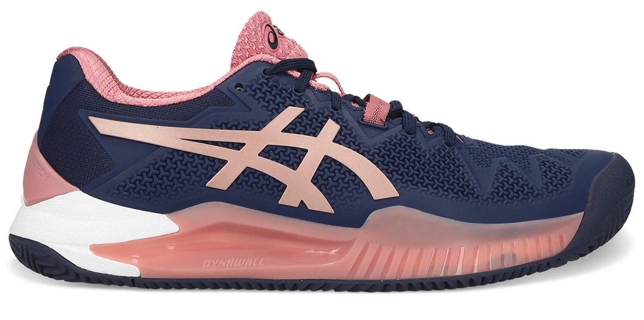 ASICS Women's GEL-Resolution 8 Clay Tennis Shoes - Peacoat/Rose Gold