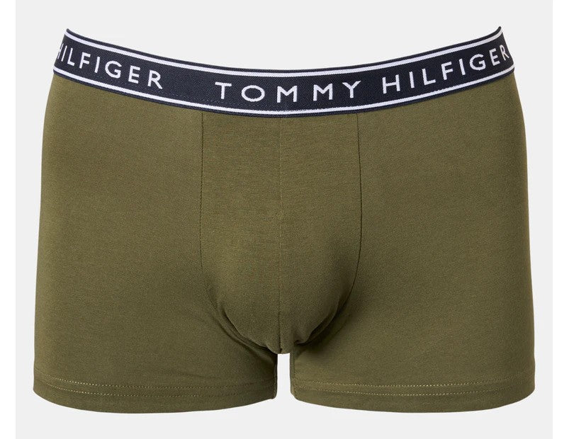 Tommy Hilfiger Men's Cotton Stretch Trunks 3-Pack - Green Tea/Midnight Blue/Grey