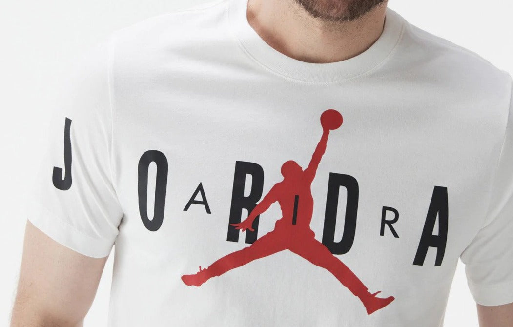 Nike Men's Jordan Air Stretch Tee / T-Shirt / Tshirt - White/Black/Gym Red