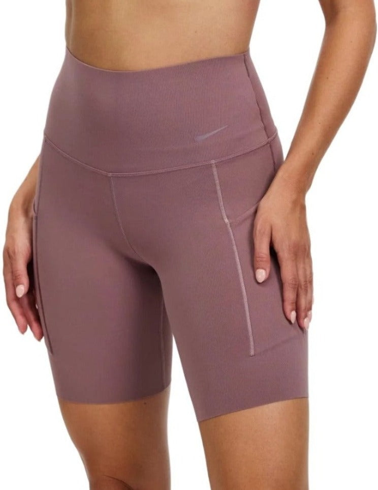 Nike Womens Dri-FIT Universa High-Rise 8in Shorts - Smokey Mauve & Black