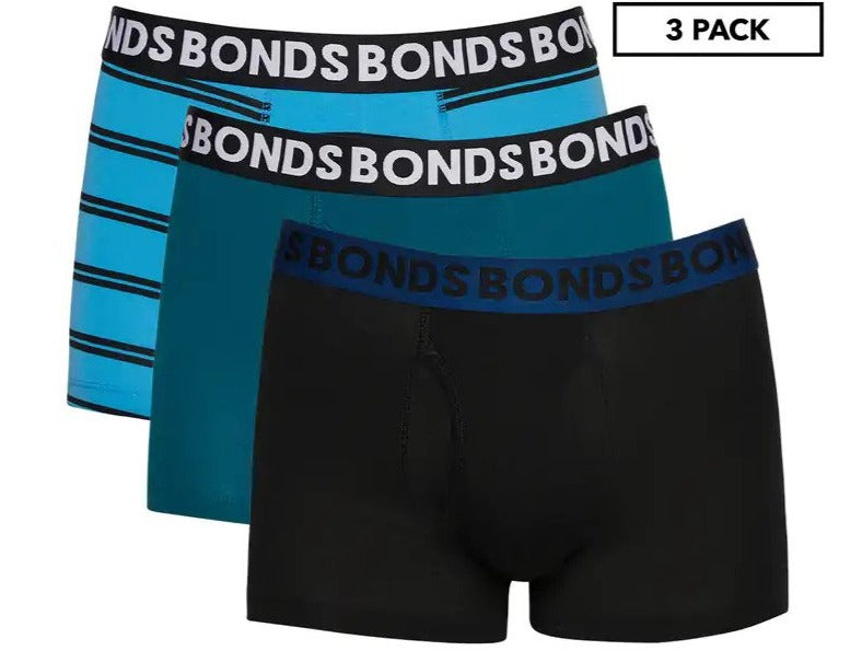 Bonds Men's Everyday Trunks 3-Pack - Blue Stripe/Black/Teal