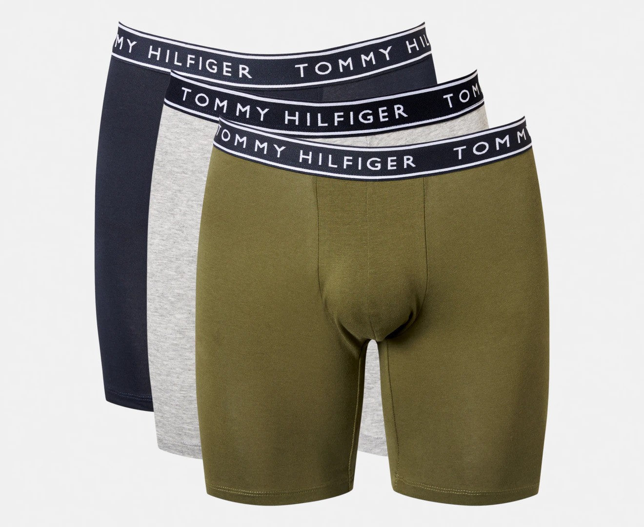 Tommy Hilfiger Men's Cotton Stretch Boxer Briefs 3-Pack - Green Tea/Midnight Blue/Grey