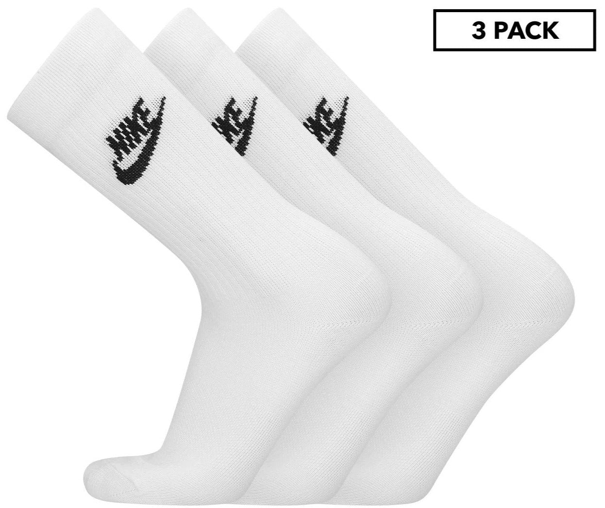 Nike Unisex Everyday Essential Crew Socks 3-Pack - White/Black