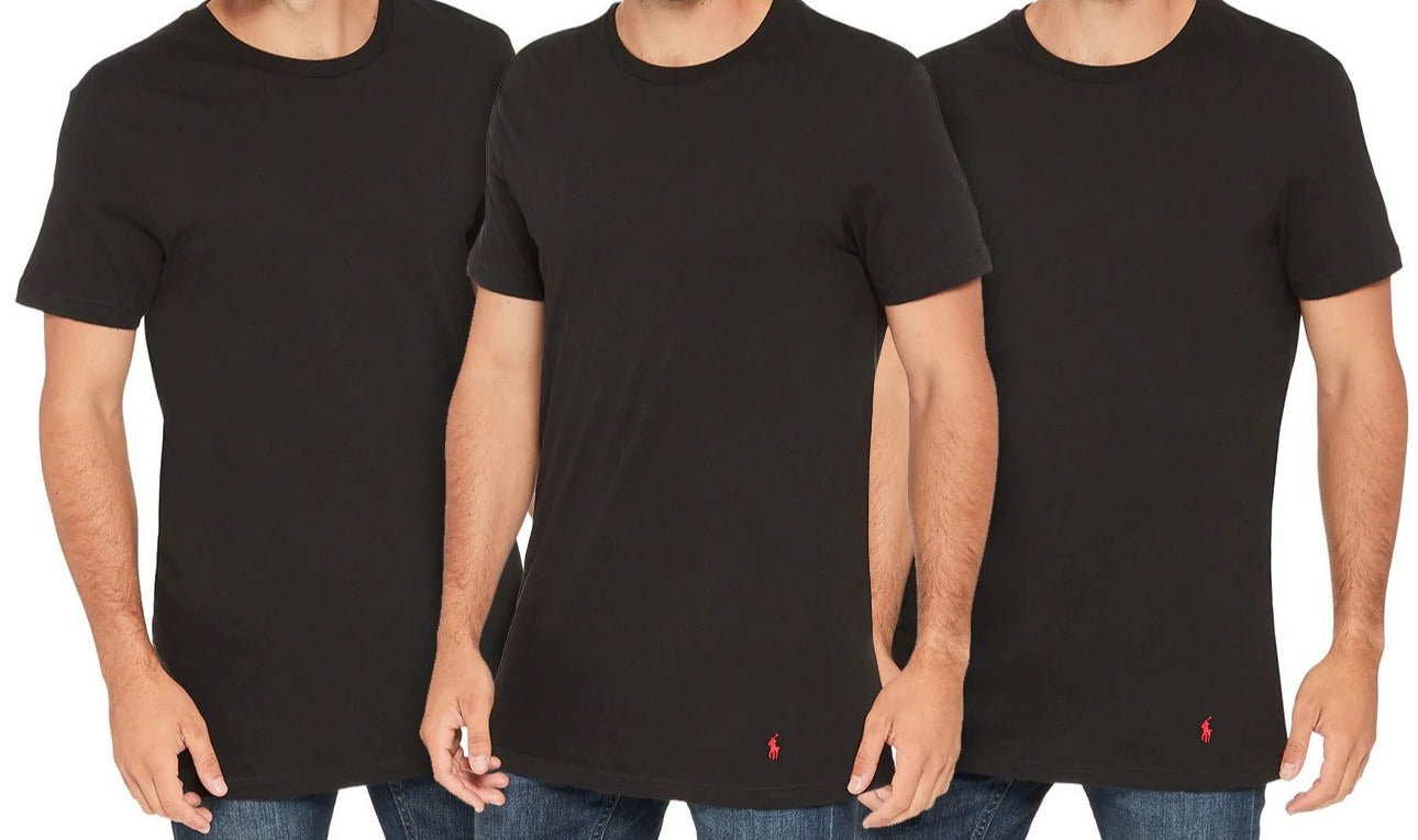 Polo Ralph Lauren Men's 3-Pack Crew Neck Tee / T-Shirt / Tshirt - Black