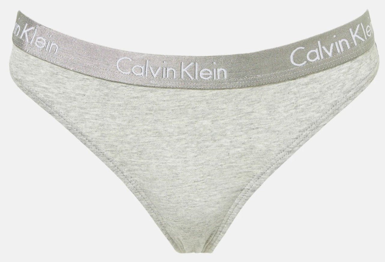 Calvin Klein Women's Motive Cotton Thong 3-Pack - Black/Grey Heather/Nymph's Thigh