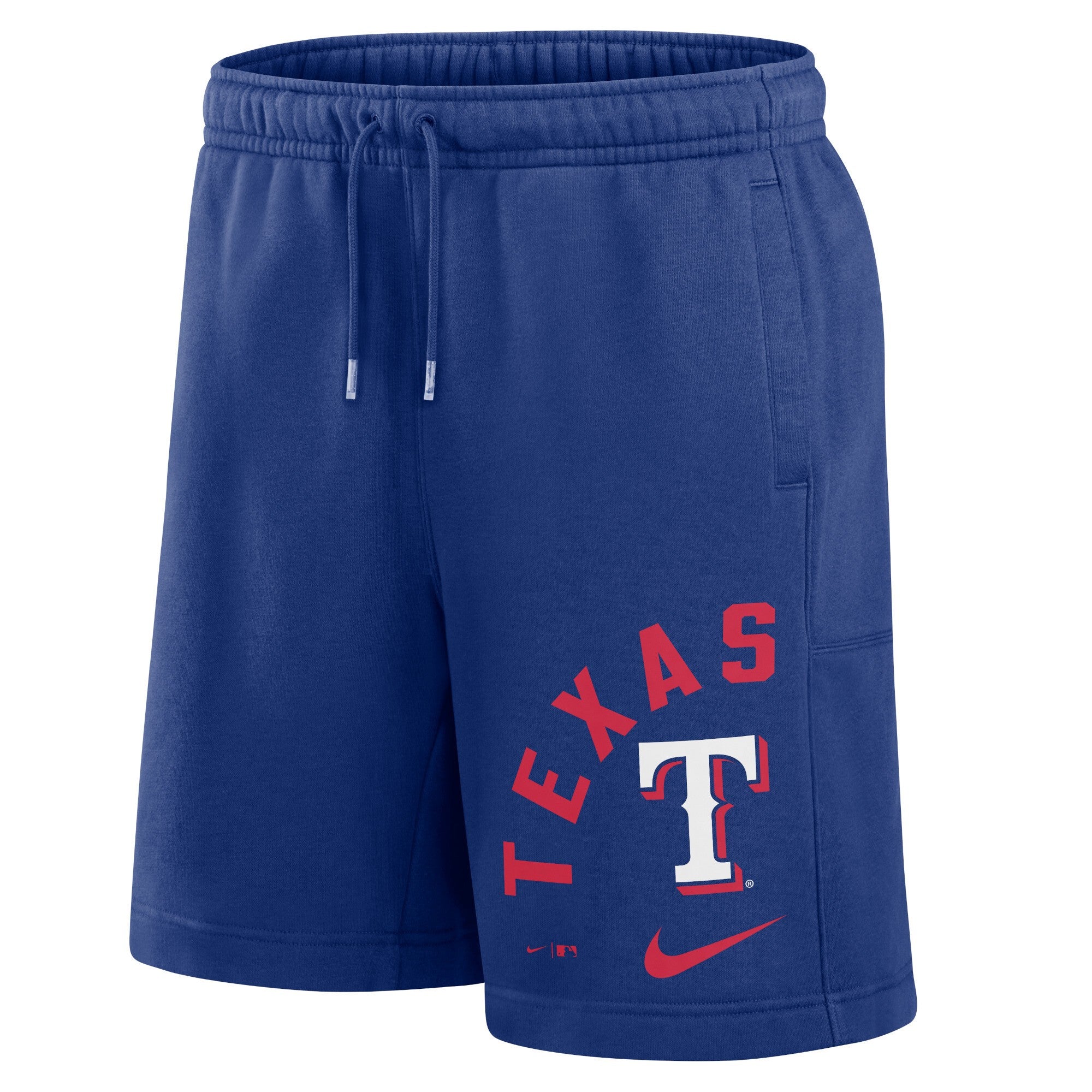 Texas Rangers Nike Arched Kicker Fleece Side Pockets Short - Blue/Red