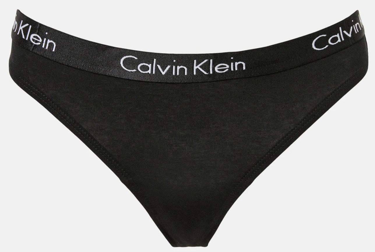 Calvin Klein Women's Motive Cotton Thong 3-Pack - Black/Grey Heather/Nymph's Thigh