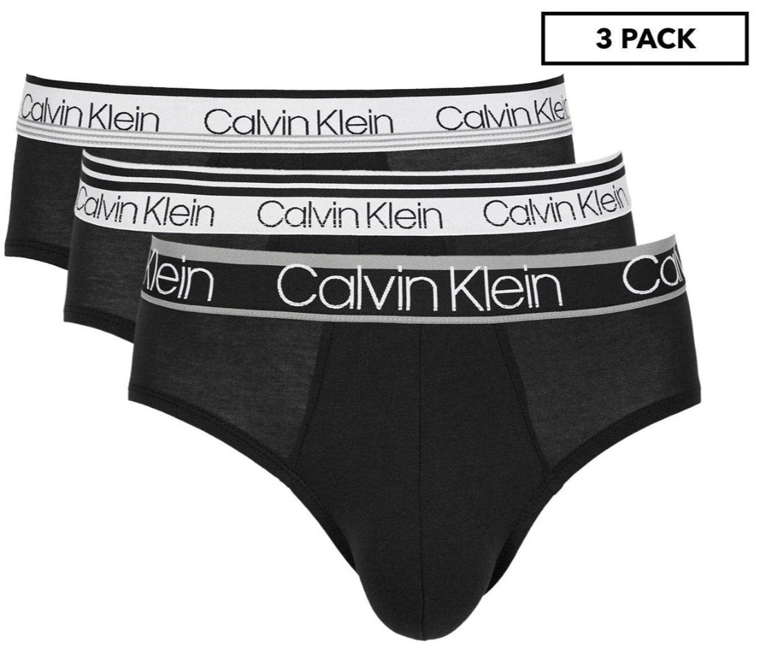 Calvin Klein Mens Variety Stretch Waistband Cotton Hip Briefs 3-Pack - Black