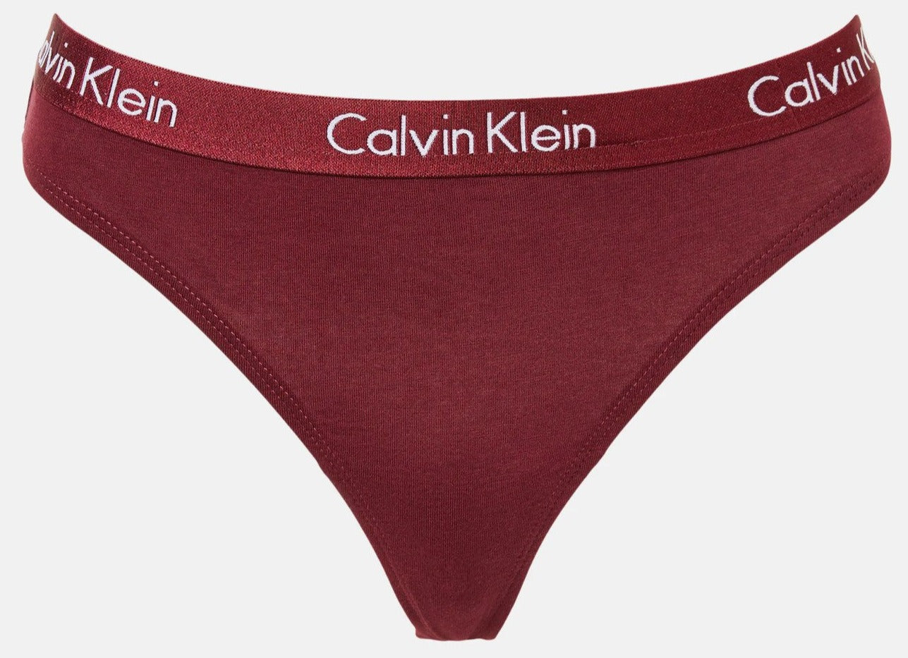 Calvin Klein Women's Motive Cotton Thong 3-Pack - Tawny Port/Charcoal Heather/Nymph's Thigh