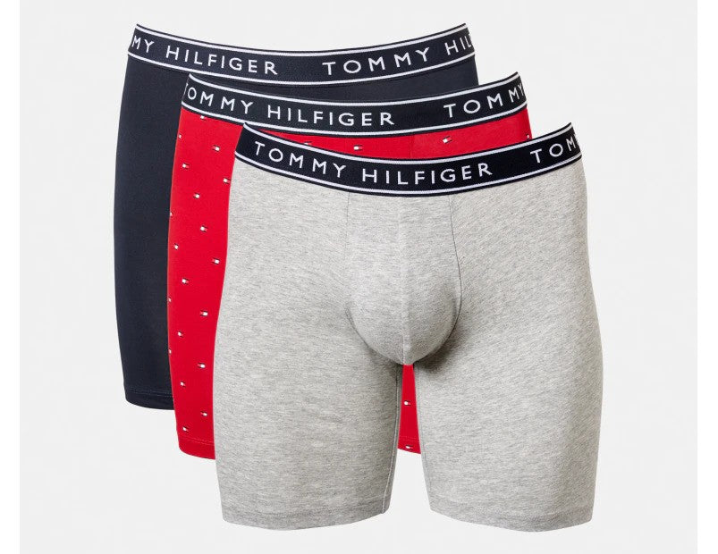 Tommy Hilfiger Men's Cotton Stretch Boxer Briefs 3-Pack - Pomegranate/Grey/Navy