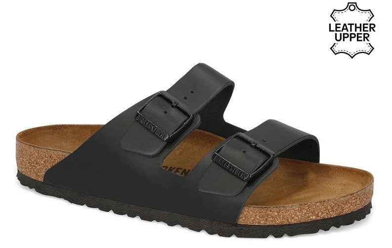 Birkenstock Arizona Leather Regular Fit Sandals - Black