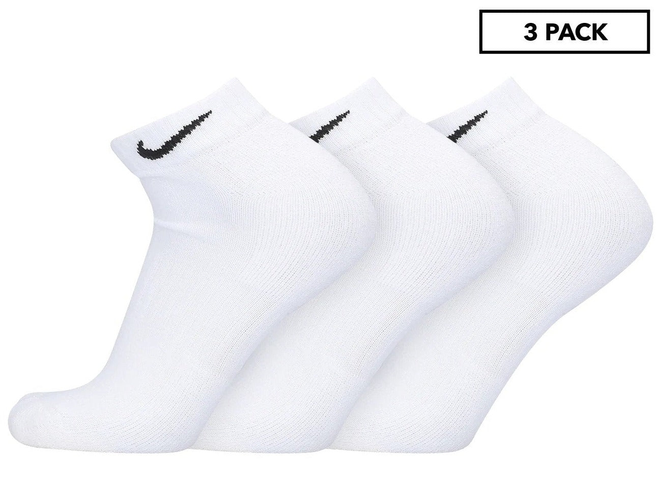 Nike Unisex Everyday Cotton Cushioned Low Socks 3-Pack - White